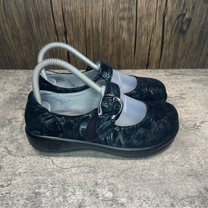 Alegria Kourtney Slickery Black Swirl Mary Jane Clog Womens Size 36 (6-6.5)